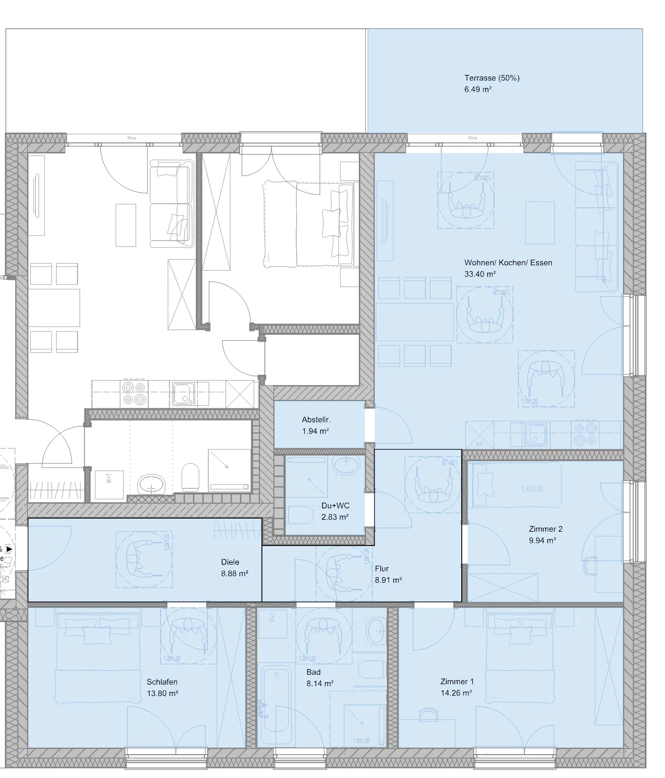 Originalgrundriss WHL 7a.01 · Erdgeschoss: 4-Zimmer-Wohnung